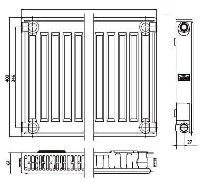 Kermi FKO 11 400х400 панельный радиатор с боковым подключением