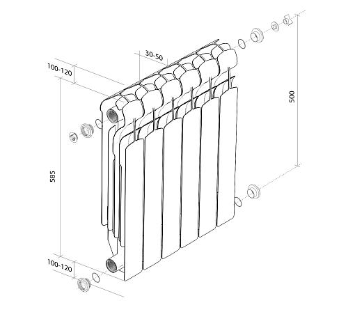 Royal Thermo Indigo 500 2.0 12 секции Алюминиевый радиатор