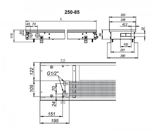 Techno Vent KVZV 250-85-2200 Внутрипольный конвектор с принудительной конвекцией