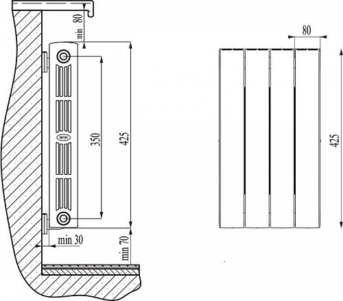 Rifar Supremo 350- 14 секции антрацит биметаллический  секционный радиатор