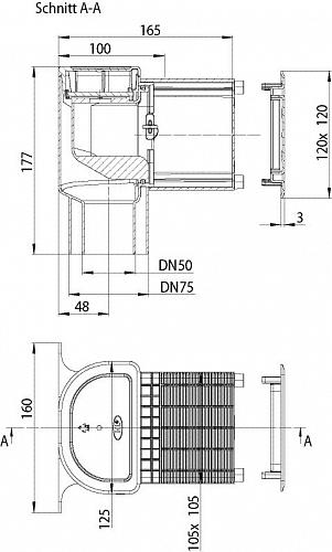 HL 905 Канализационный вакуумный клапан для скрытого монтажа DN 50/75