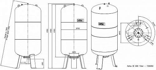 Reflex DE 600 PN10 гидроаккумулятор для систем водоснабжения