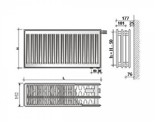 Purmo Compact С33 300x2000 стальной панельный радиатор с боковым подключением