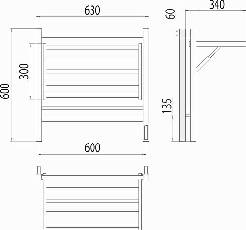 Terminus Горизонт П8 600х600 Электрический полотенцесушитель