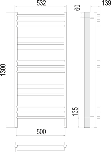 Terminus Прато П15 500х1300 Электрический полотенцесушитель