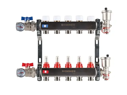 ROMMER Коллектор из нержавеющей стали в сборе с расходомерами 05 вых.