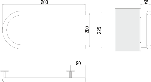 Terminus 25 П-образный 600x200 Электрический полотенцесушитель 