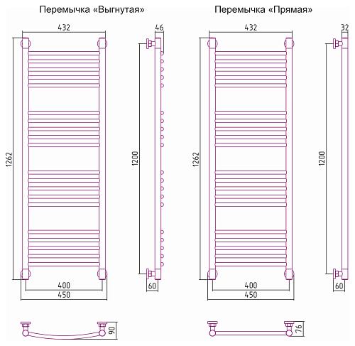 Сунержа Богема 1200x400 Водяной полотенцесушитель 