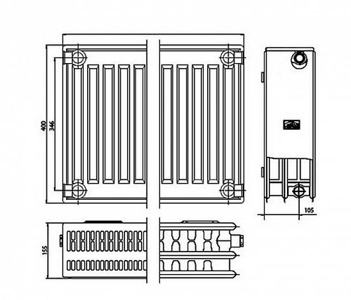 Kermi FKО 33 400х2000 панельный радиатор с боковым подключением