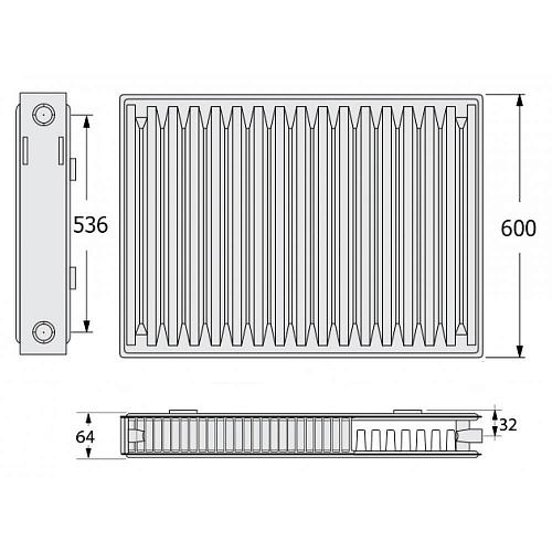 Kermi FKO 12  600x800 панельный радиатор с боковым подключением