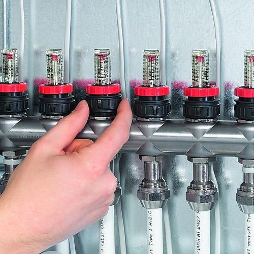 Oventrop Multidis SF Коллектор 7 х G 3/4 сталь с ротаметрами для напольного отопления