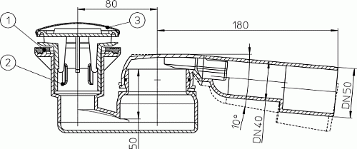 HL 514/SN-80 Сифон для душевого поддона со сливным отверстием Ø 60мм