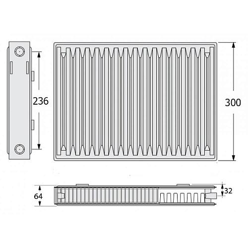 Kermi FKO 12 300x2600 панельный радиатор с боковым подключением