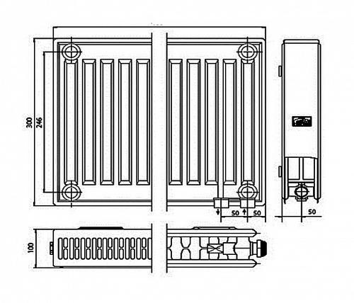 Kermi FTV 22 300x1100 панельный радиатор с нижним подключением
