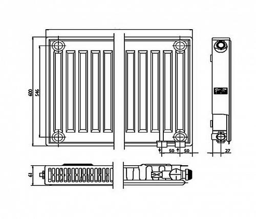 Kermi FTV 11 600x2000 панельный радиатор с нижним подключением