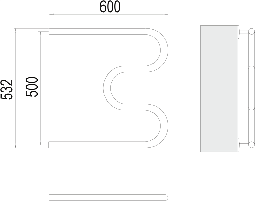 Terminus М-образный 1" БШ 500х600 Водяной полотенцесушитель 