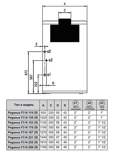 Ferroli Pegasus F3 N 221 2S напольный газовый котёл с открытой камерой сгорания арт. 0E2LEAWA