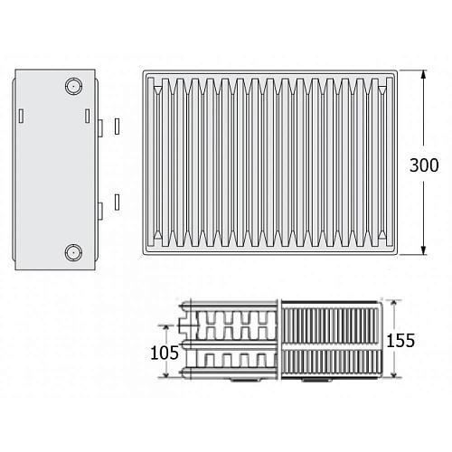 Kermi FK0 33 300х400 панельный радиатор с боковым подключением