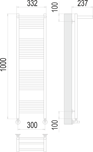 Terminus Аврора с/п П20 300х1000 Водяной полотенцесушитель 