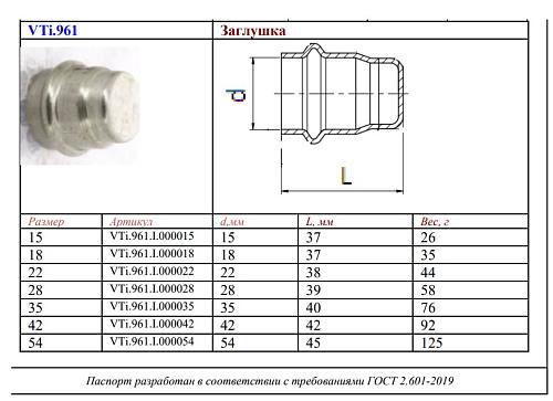 VALTEC 22 мм Заглушка из нержавеющей стали