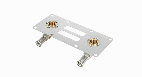 Henco Двойная водорозетка для гипсокартона, латунь пресс, 20x1/2"x20x1/2"