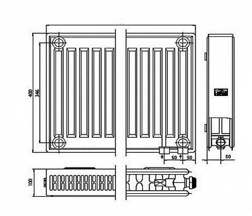 Kermi FTV 22 400x2300 панельный радиатор с нижним подключением